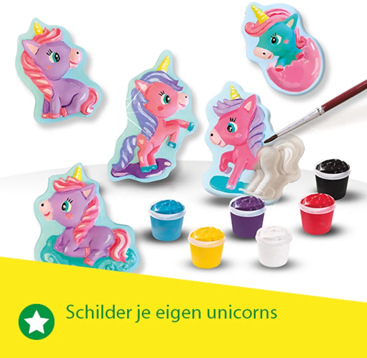 SES Creative Hobby Pink Gieten en Schilderen Baby Unicorns - 6 Kleuren Verf