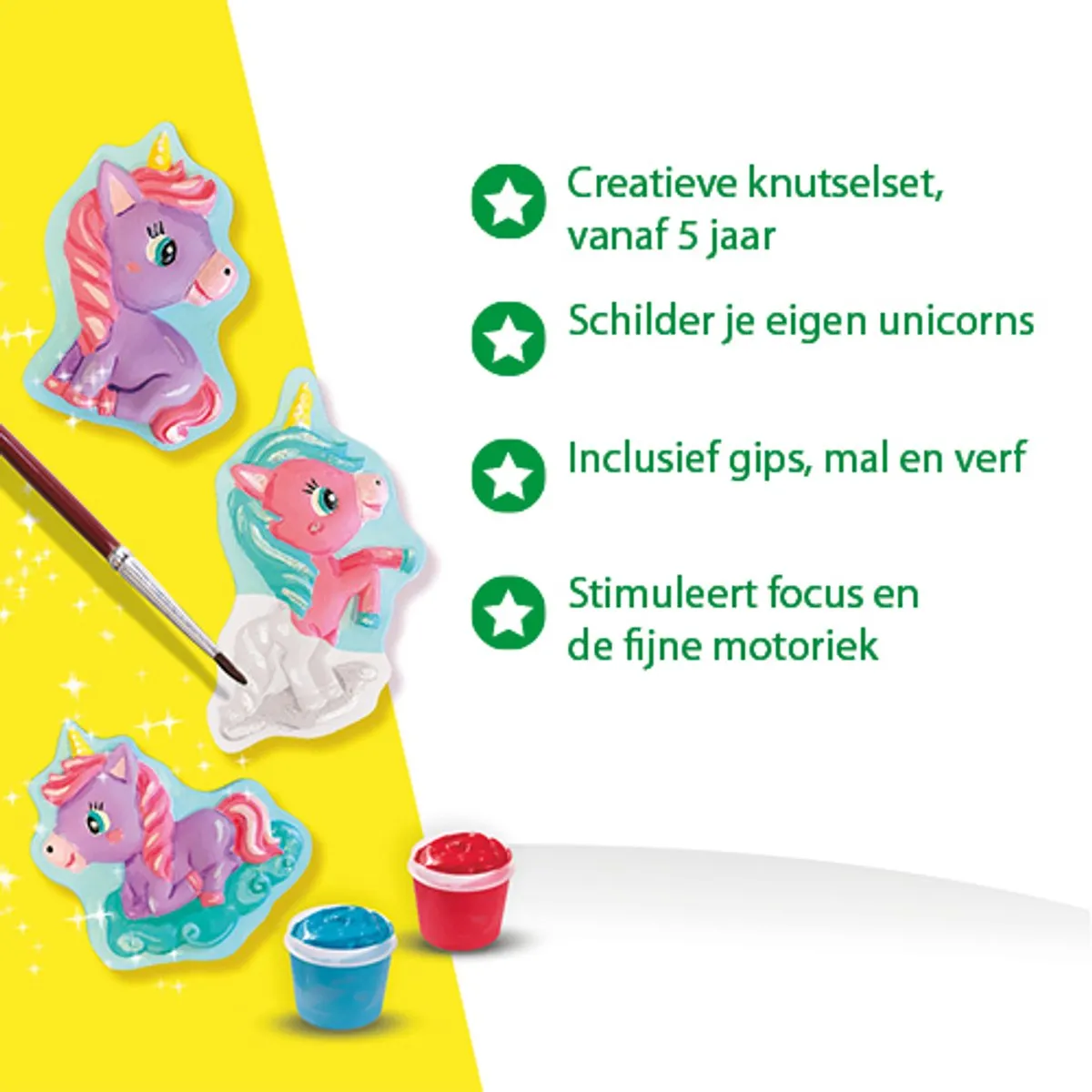 SES Creative Hobby Pink Gieten en Schilderen Baby Unicorns - 6 Kleuren Verf