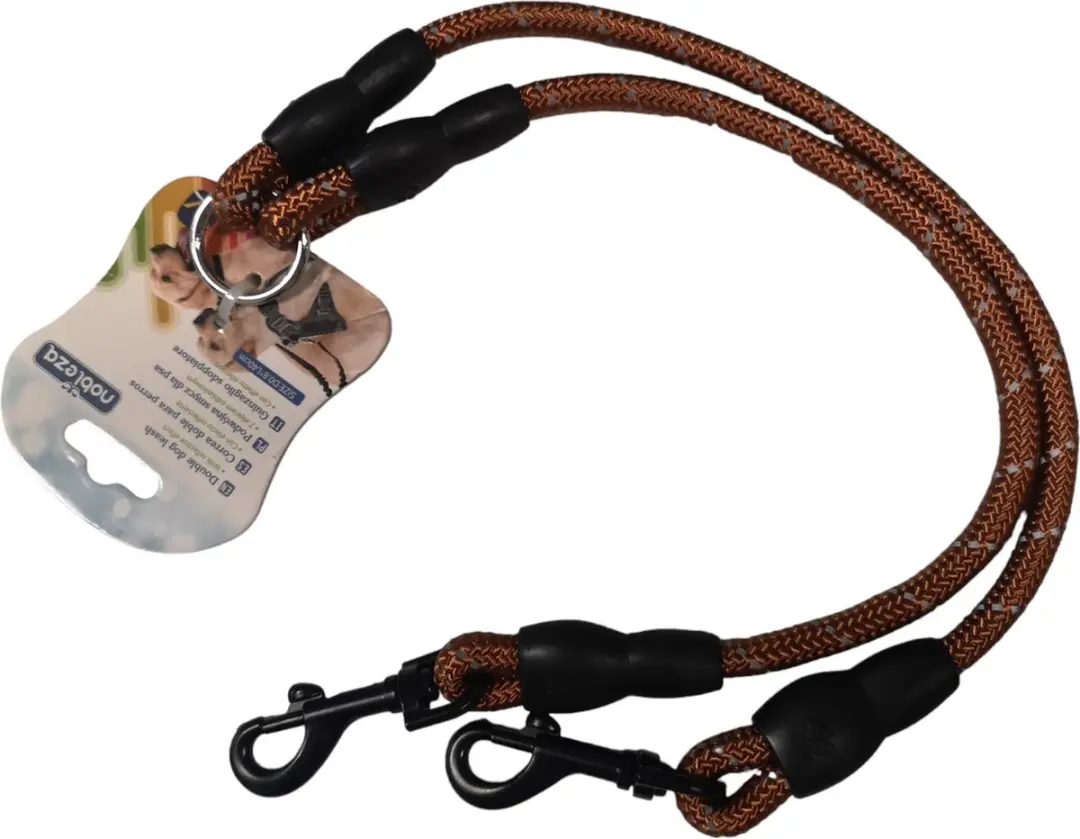 Nobleza Hondenriem Splitter voor 2 Honden - Bruin - afbeelding 6 van 6
