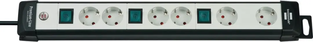 Premium-Line Techniek stekkerdoos 6-voudig zwart/lichtgrijs 3m H05VV-F 3G1,5 2-v