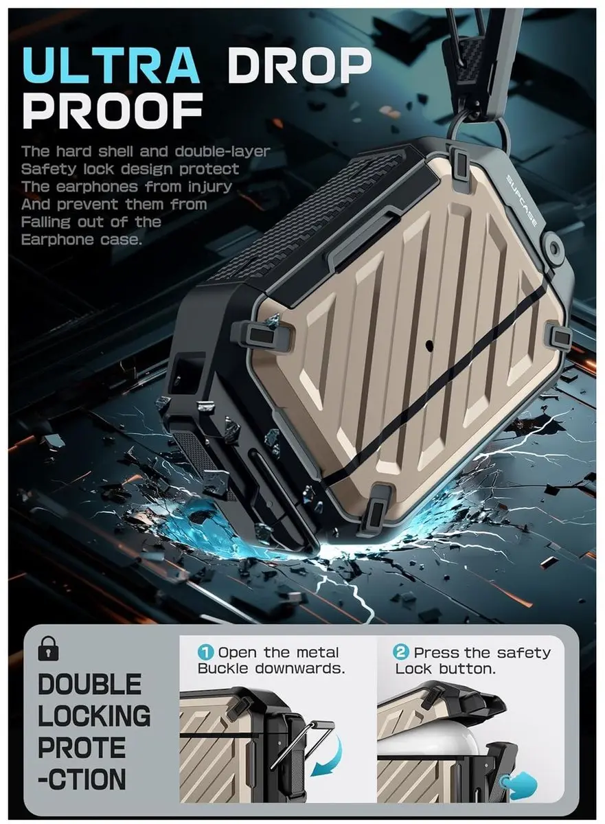 Supcase Hoesje AirPods Pro 3 - IP68 Waterdicht Goud - afbeelding 6 van 6