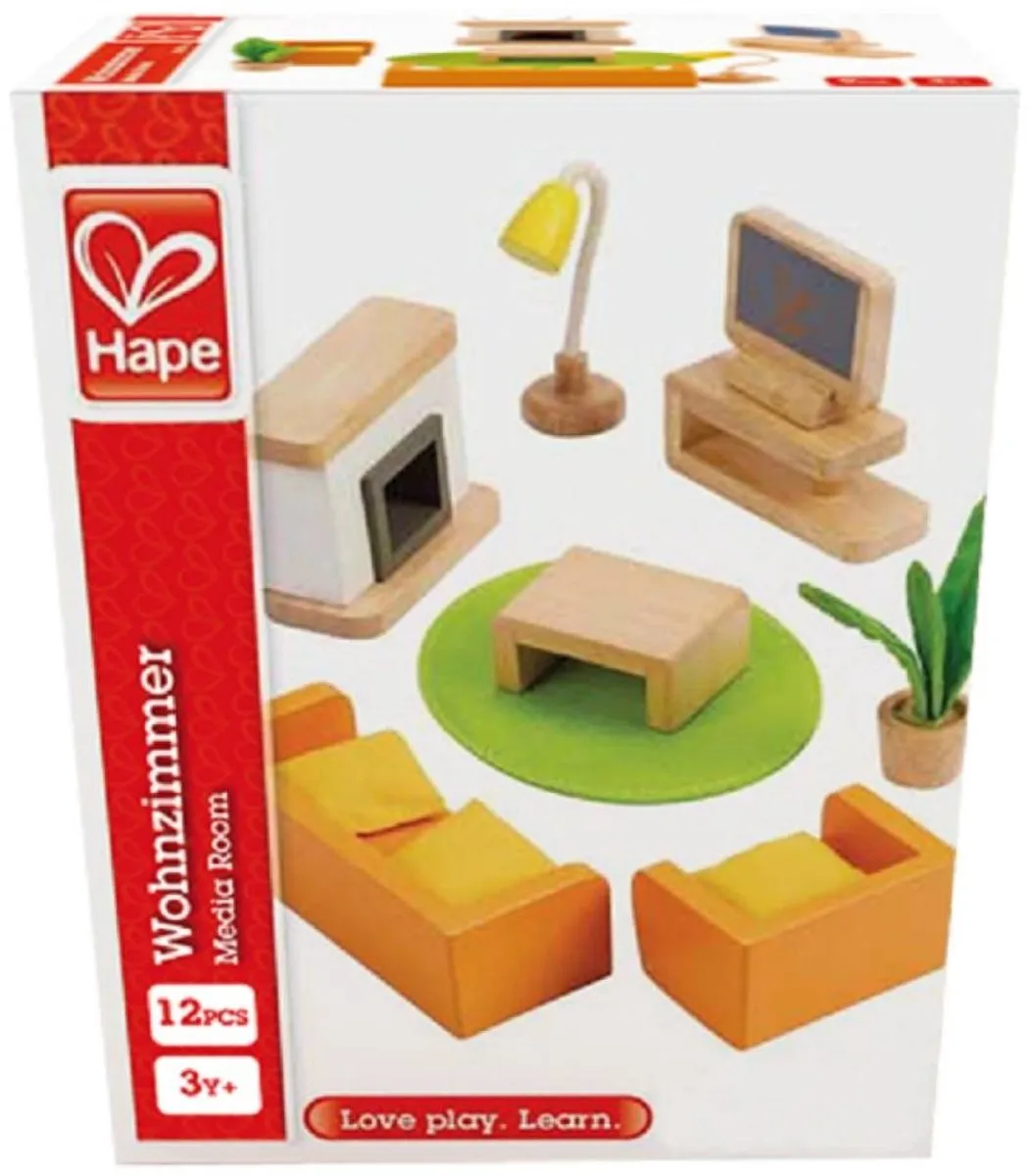 Hape Wohnzimmer Poppenhuismeubels - 7 Stuks - 1 Pop - Veelkleurig - afbeelding 2 van 8