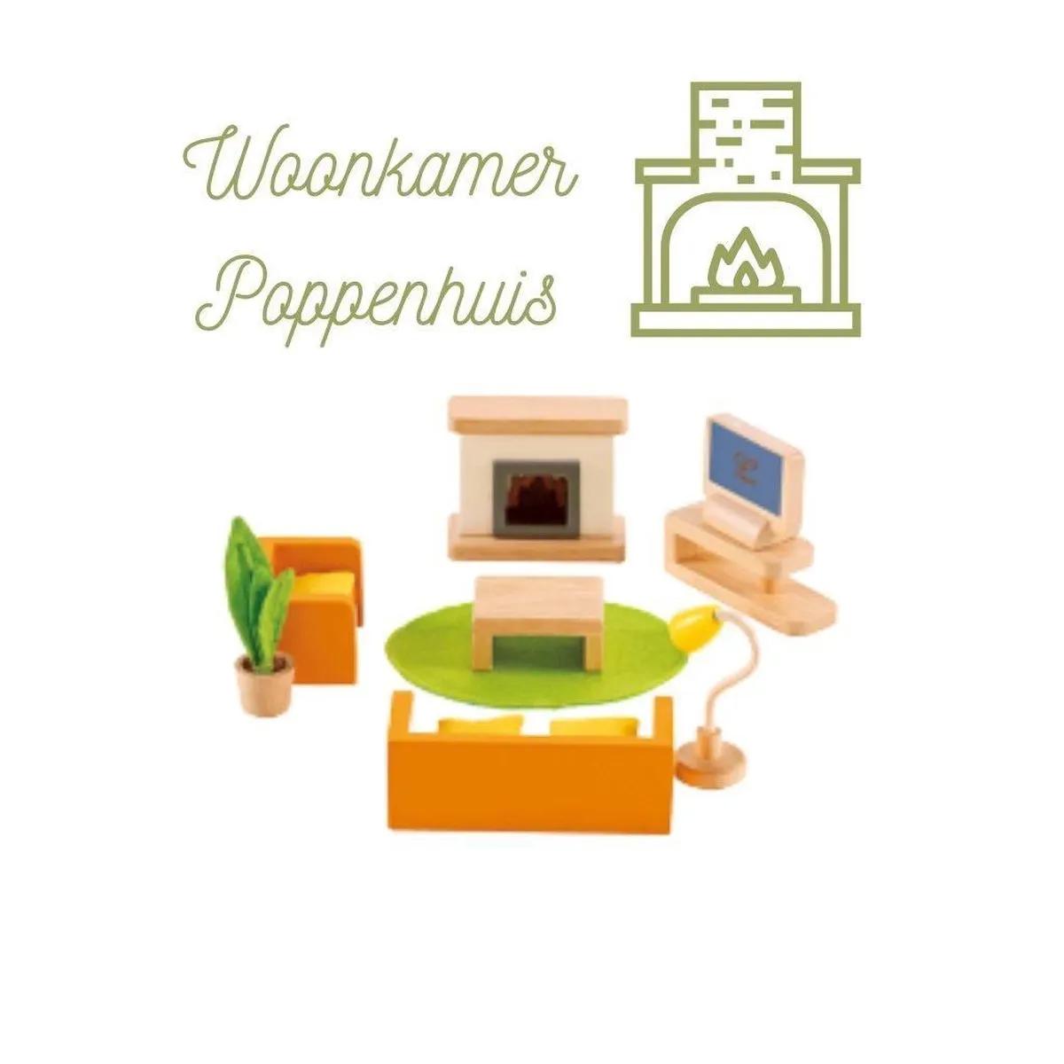 Hape Wohnzimmer Poppenhuismeubels - 7 Stuks - 1 Pop - Veelkleurig - afbeelding 6 van 8