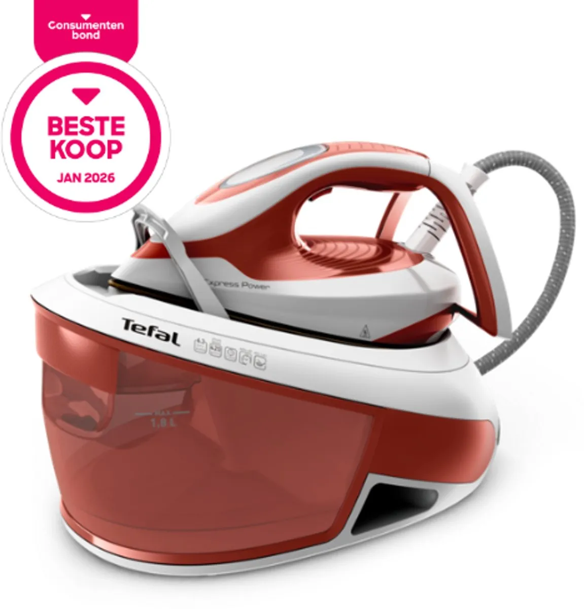 Tefal Express Power SV8110 Stoomgenerator - 6.3 Bar - 120 g/min - Rood/Wit