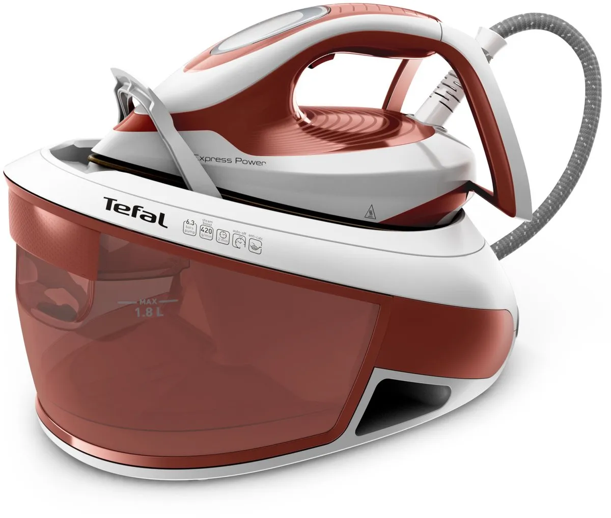 Tefal Express Power SV8110 Stoomgenerator - 6.3 Bar - 120 g/min - Rood/Wit - afbeelding 6 van 6