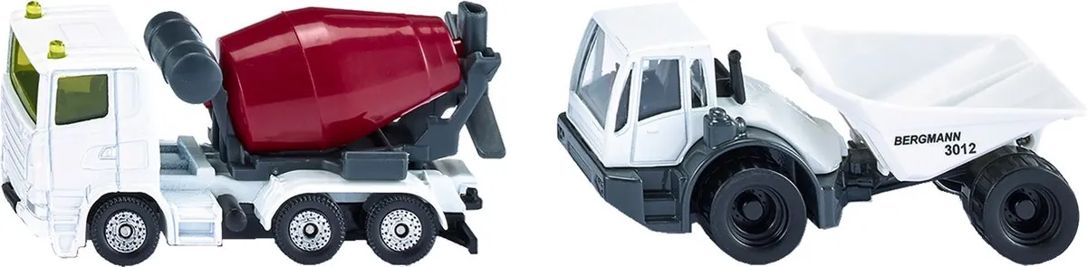 SIKU Betonwagen & Kieper 20cm Staal - Wit/Rood