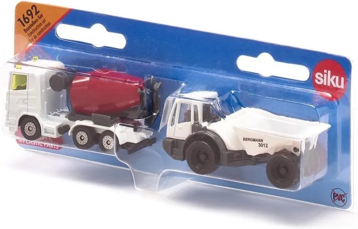 SIKU Betonwagen & Kieper 20cm Staal