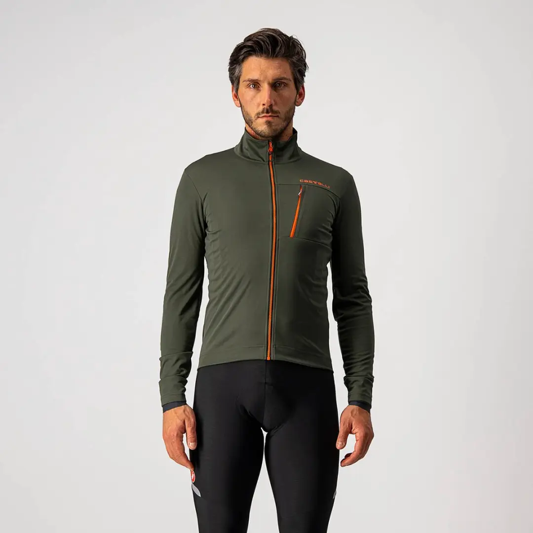 Castelli GO Fietsjas Military Green/Fiery Red M