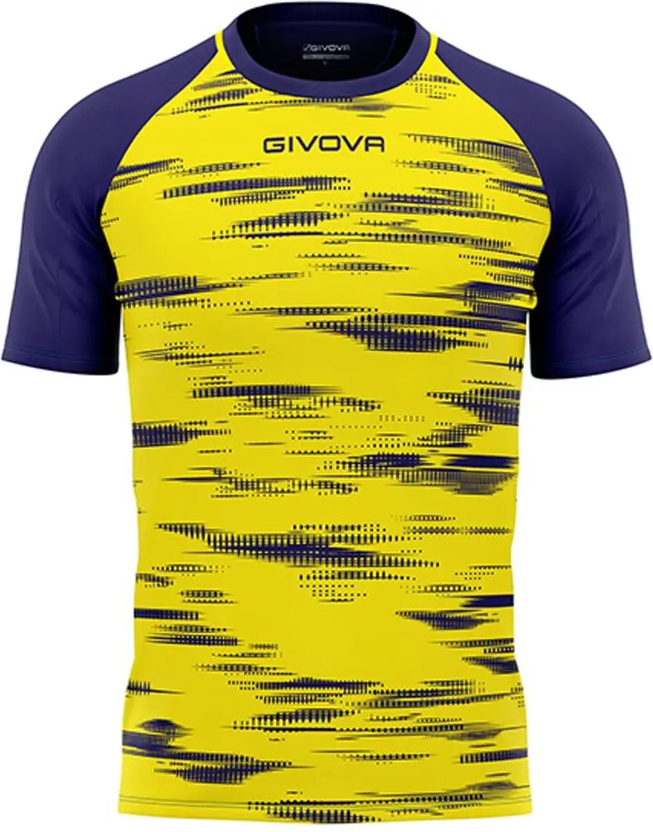 Givova Pixel Sport-T-shirt - XXXS - Blauw/Geel