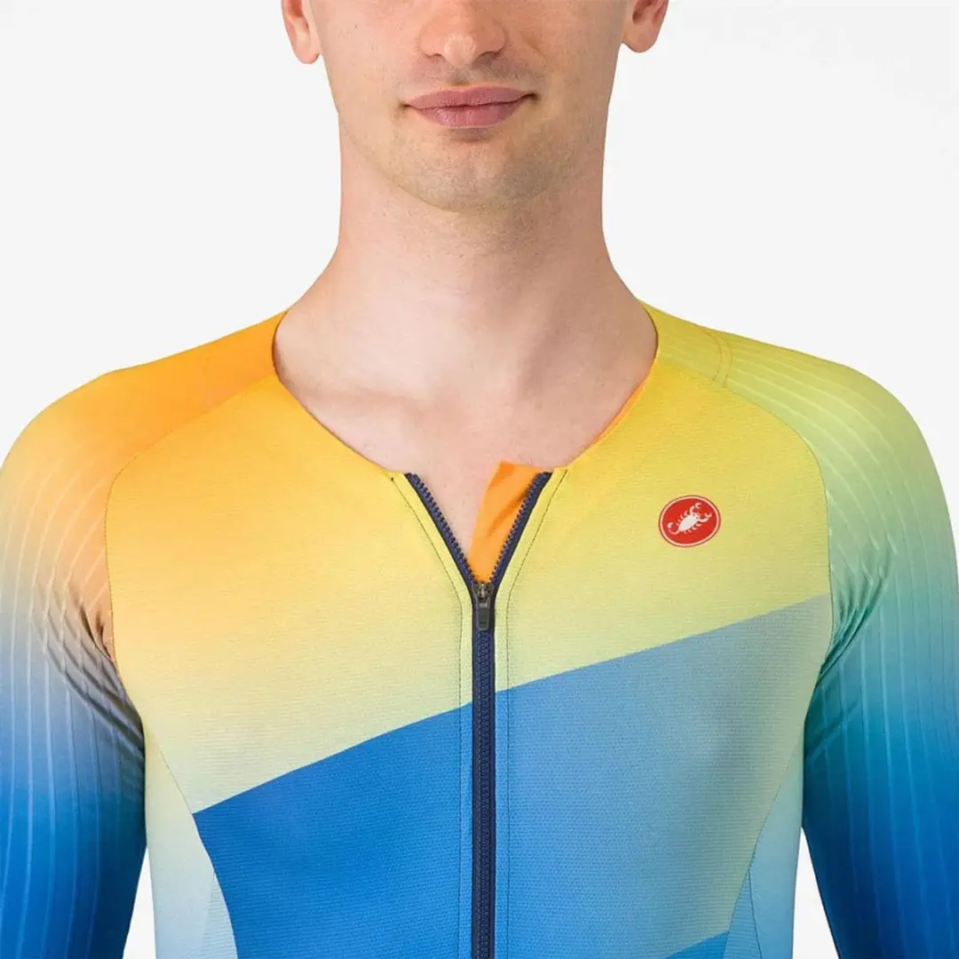 Castelli Free Speed 3 Race Triatlonshirt - M - Belgian Blue/Multicolor/Orange