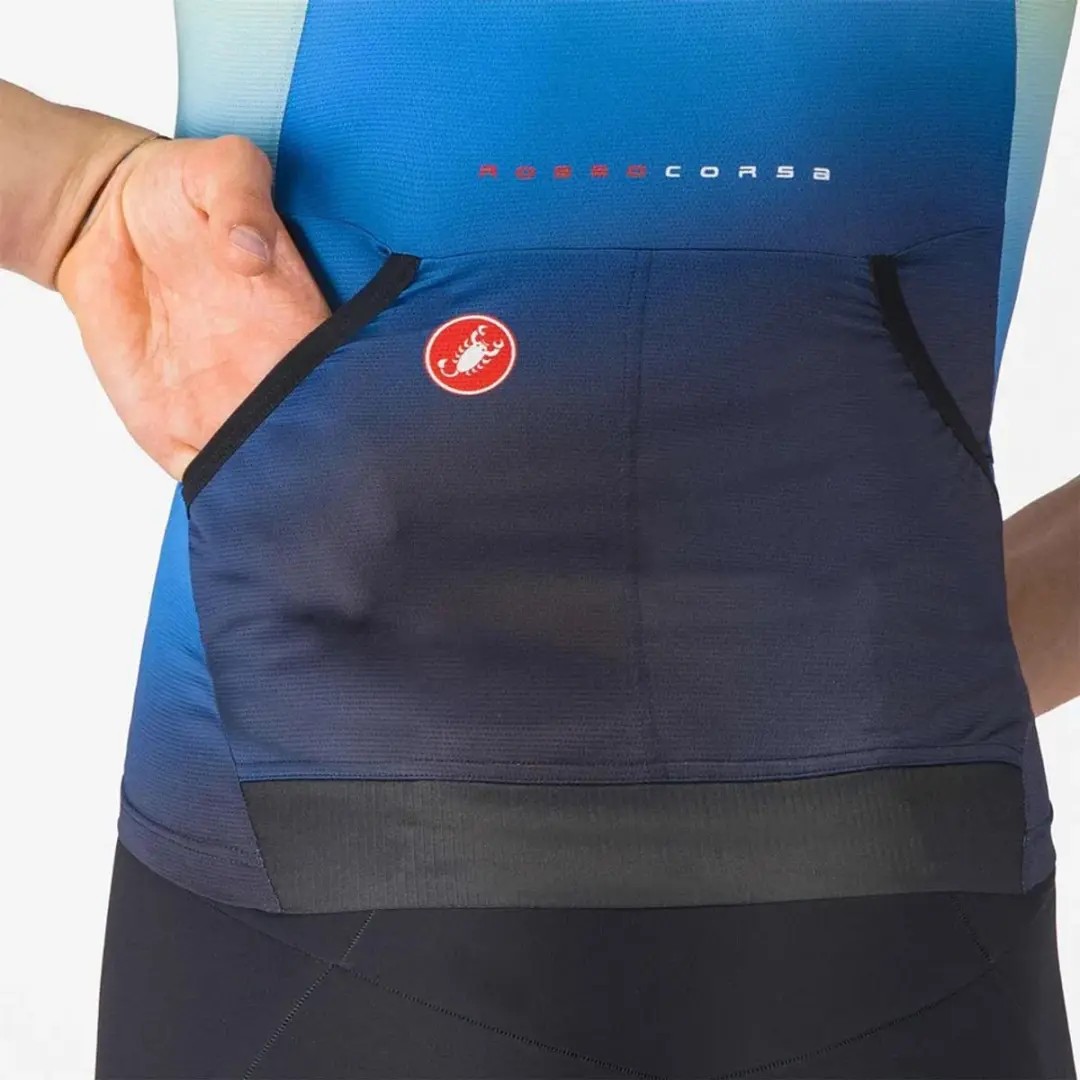 Castelli Free Speed 3 Race Triatlonshirt - M - Belgian Blue/Multicolor/Orange