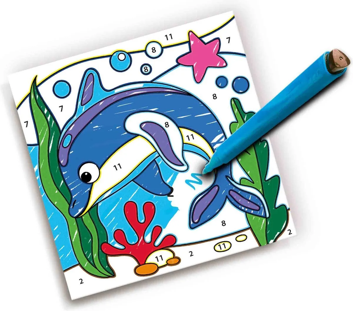 SES Creative Kleuren op Nummer Driehoek Grip Stiften - 6 Platen 12 Stiften