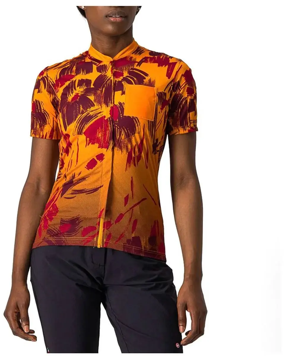 Castelli Unltd Sentiero Korte Mouw Wielertrui Oranje L Vrouw