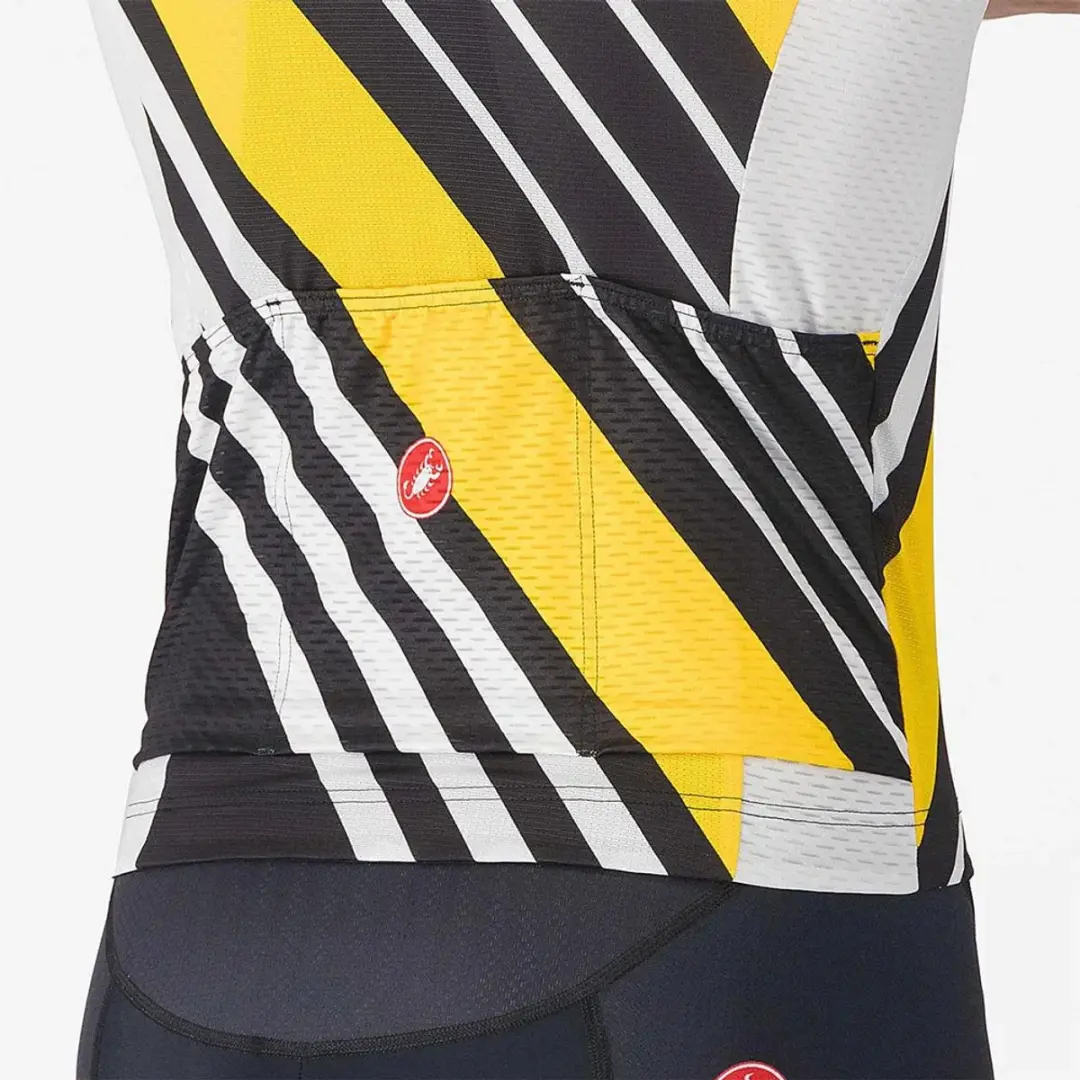 Castelli Heritage Fietsshirt Korte Mouwen XL - Zwart/Wit/Geel - afbeelding 4 van 5