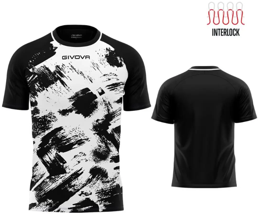 Givova Art Interlock Sport-T-shirt - XXS - Zwart-wit