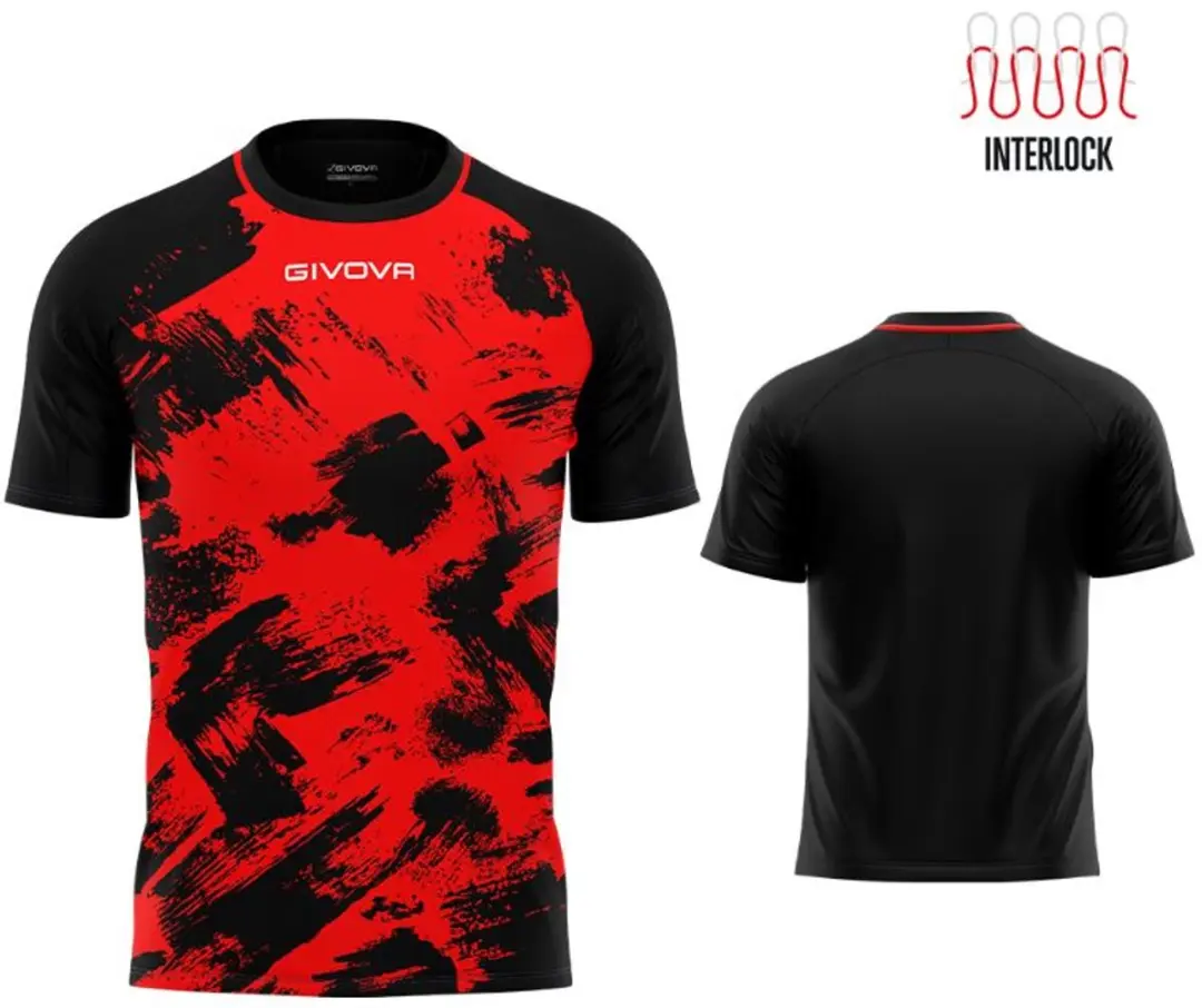 Givova Art Interlock Sportshirt - Rood-zwart - XXS