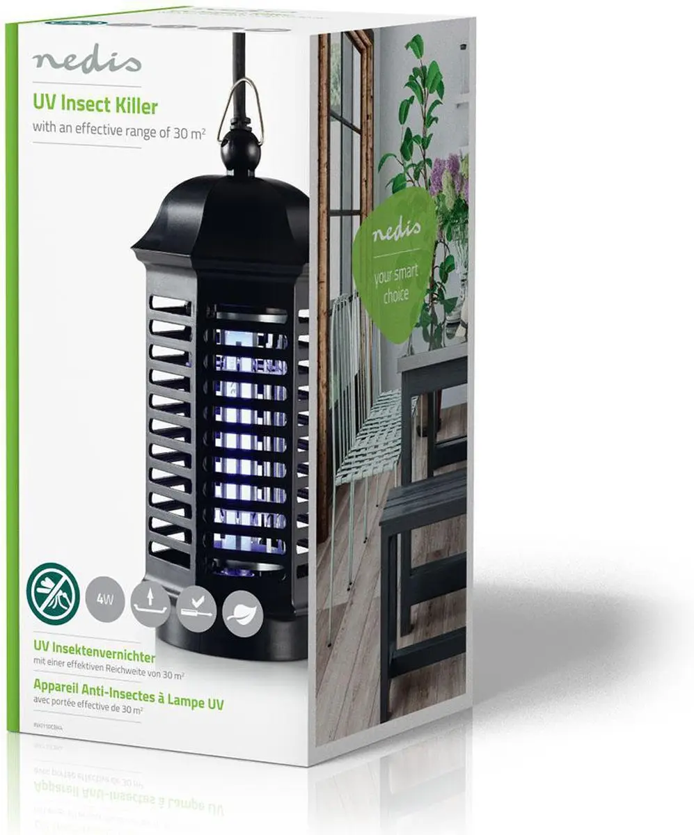 Nedis Insectenlamp UV 4W - 30 m² - Zwart