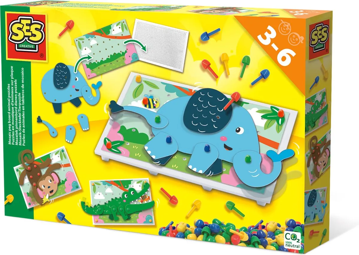 SES Creative Mozaïek Pinnenbord Dierenpuzzel