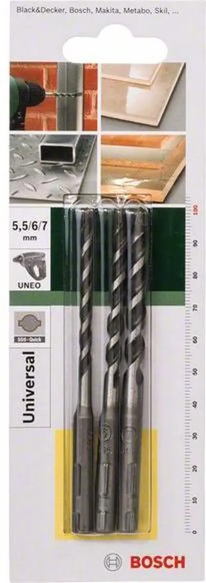 Bosch SDS-Quick 3-delige Universele Borenset 5,5/6,0/7,0mm x 100mm - afbeelding 2 van 2