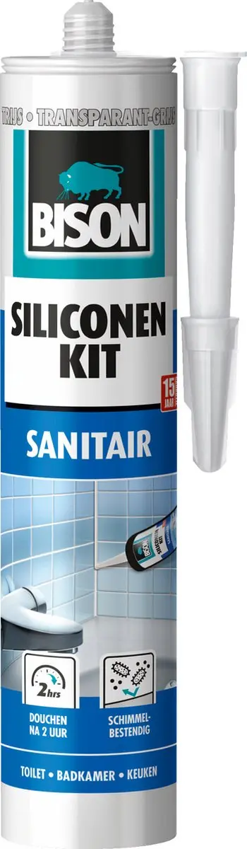 Bison Siliconenkit grijs-transparant koker 300 ml