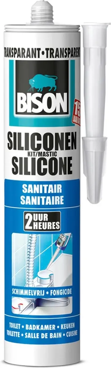 Bison Siliconenkit Grijs 300ml - Waterbestendig & Schimmelwerend - afbeelding 3 van 4