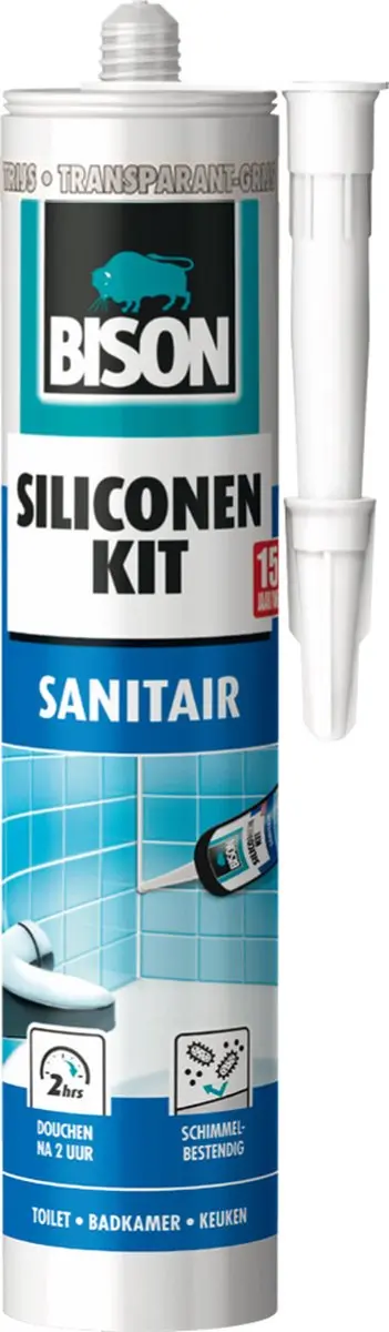 Bison Siliconenkit Grijs 300ml - Waterbestendig & Schimmelwerend - afbeelding 4 van 4