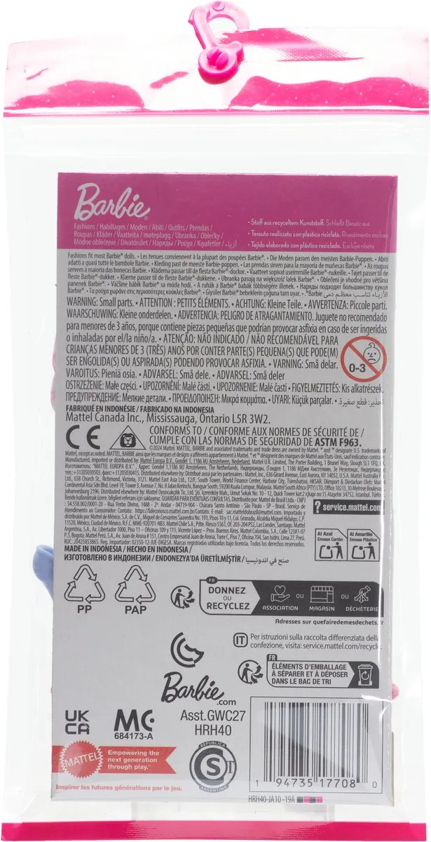 Barbie Kleding Outfit en Accessoires - Roze Jurk met Blauwe Hakken en Ketting