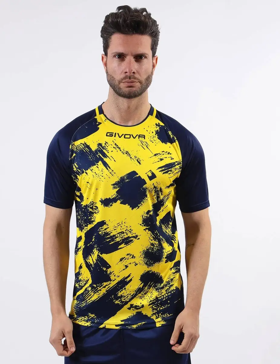 Givova Art Interlock Sportshirt - Geel-blauw - XXL