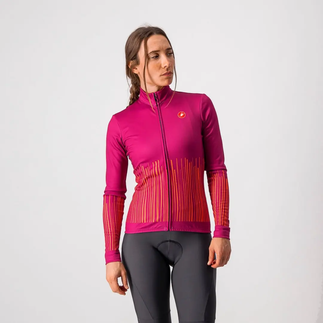 Castelli Fietsshirt lange mouwen Dames Paars Oranje
