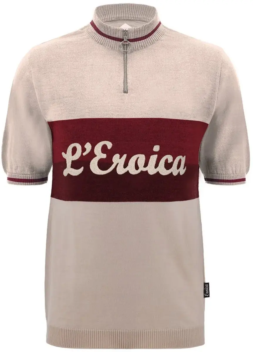 Santini Eroica Vino Korte Mouw Wielertrui Beige XL Man