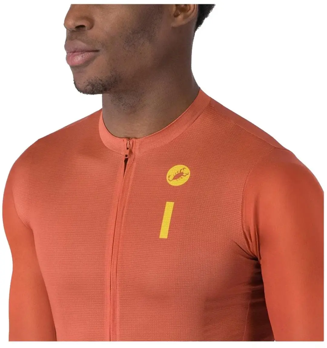 Castelli Drittone Logo Korte Mouw Wielertrui - S - Red Paprika/Mango/Mojito