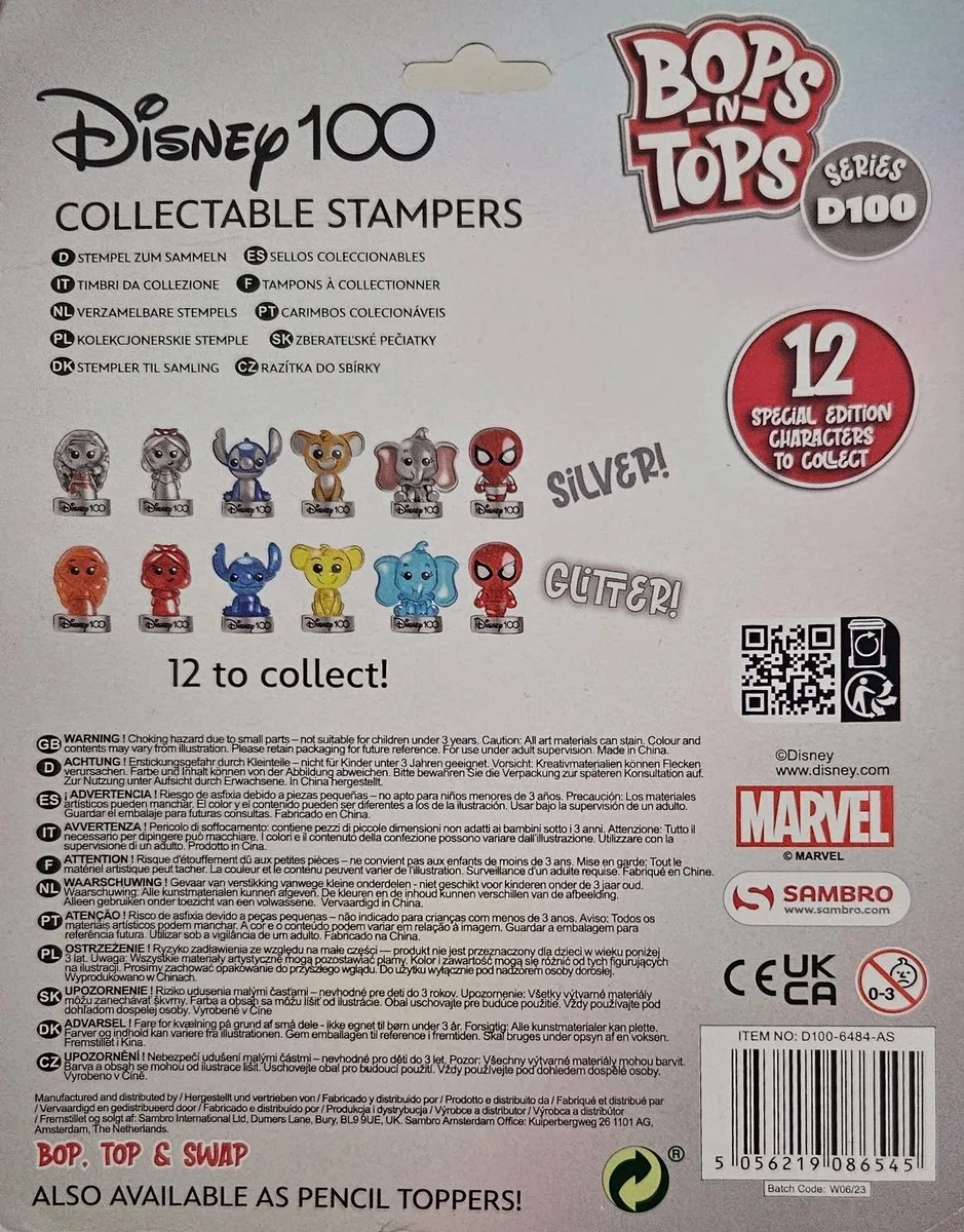 Disney Bops n Tops Verzamelbare Stempels - 5 Stuks - Multicolor