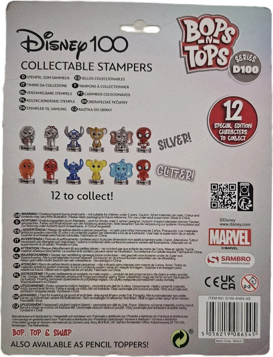 Disney Bops n Tops Verzamelbare Stempels - 5 Stuks - Multicolor