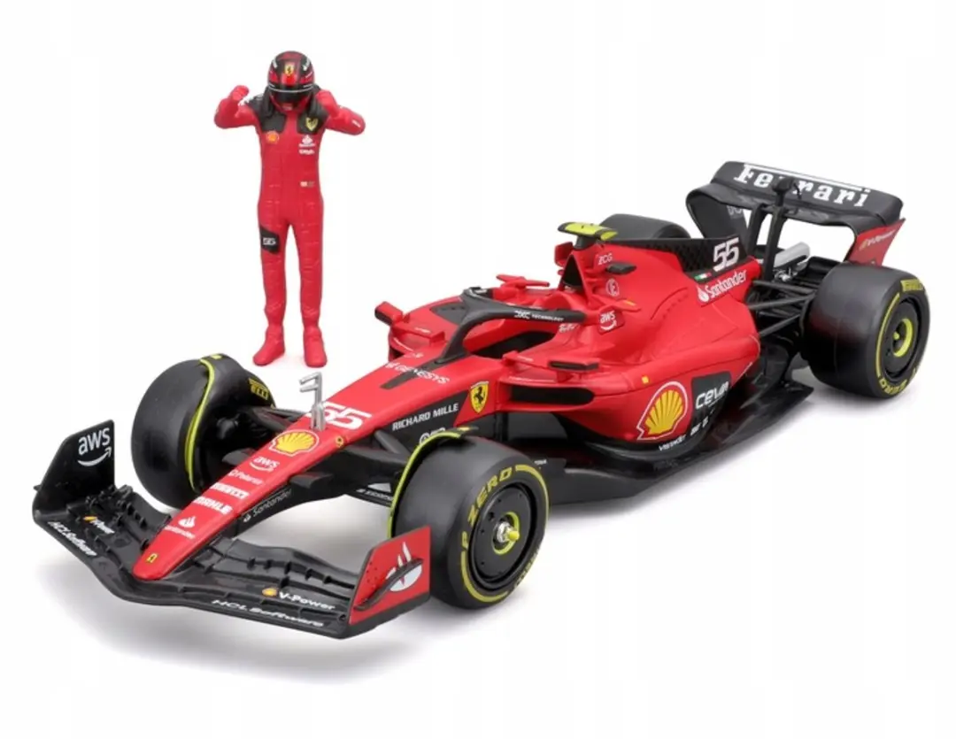 Bburago Bolid F1 Ferrari SF-23 #55 1:24 - Rood - afbeelding 6 van 6
