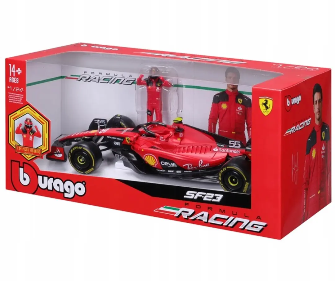 Bburago Bolid F1 Ferrari SF-23 #55 1:24 - Rood - afbeelding 3 van 6