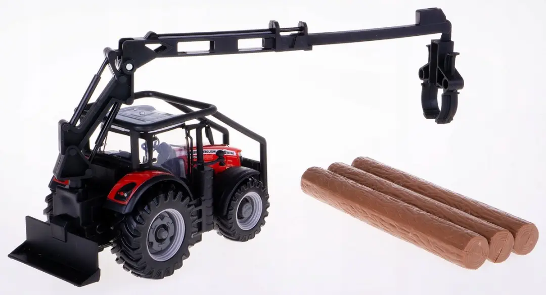 Bburago Massey Ferguson Traktor 87405 - Houtgrijper & Houtblokken - Zwart/Rood - afbeelding 5 van 5