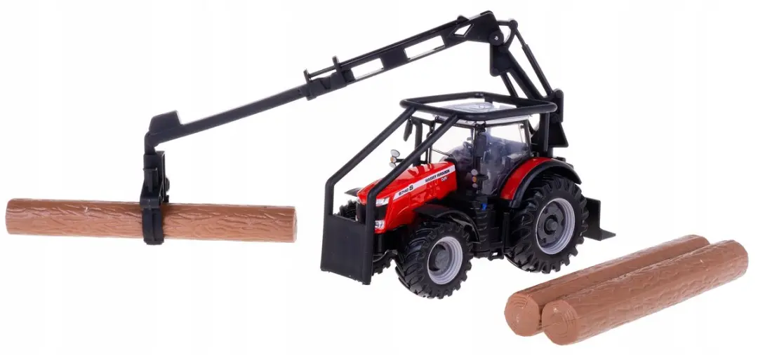 Bburago Massey Ferguson Traktor 87405 - Houtgrijper & Houtblokken - Zwart/Rood - afbeelding 3 van 5