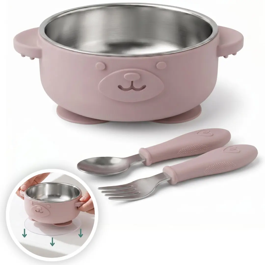 Broemba RVS Baby Bord met Zuignap & Bestek
