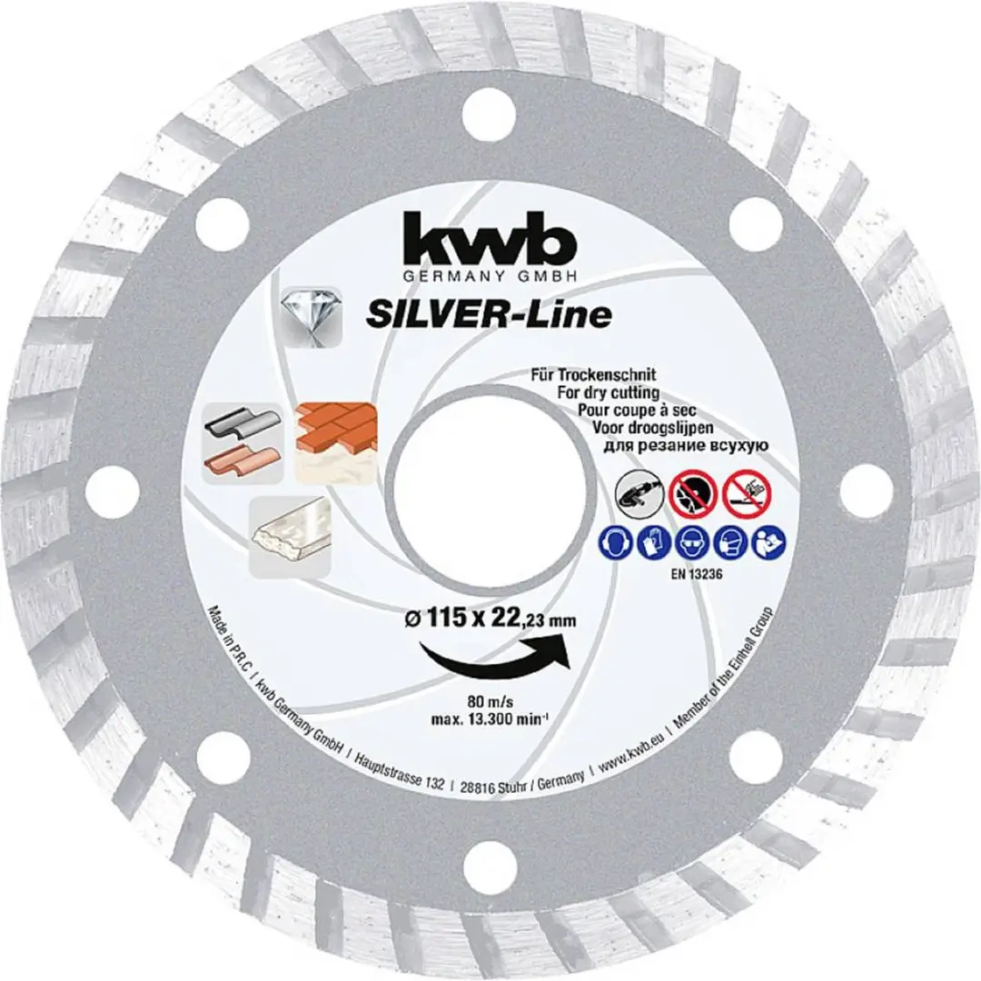 kwb 797870 Diamanten doorslijpschijf Diameter 230 mm Boordiameter 22.23 mm Steen