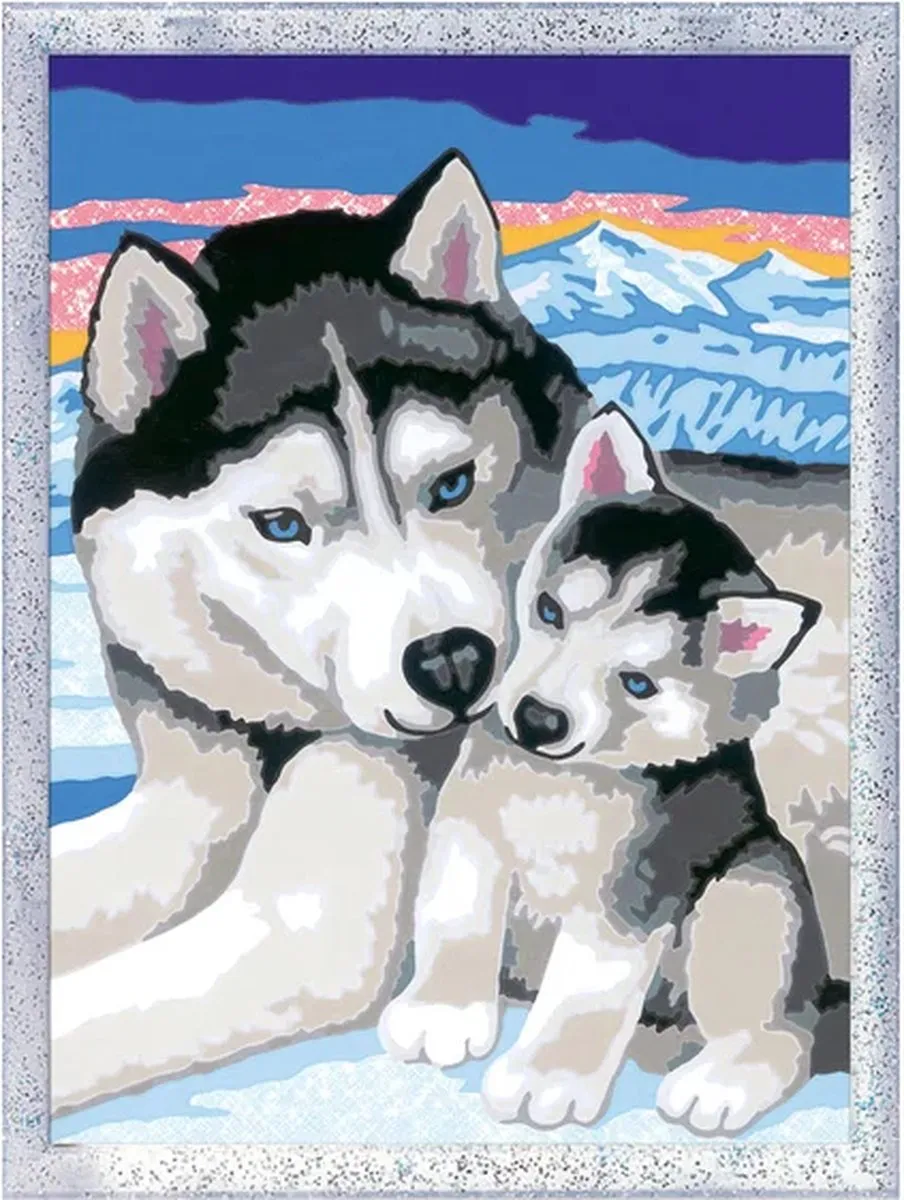 Ravensburger CreArt Cute Huskies Schilderen op nummer - 15 Kleuren - Multicolor