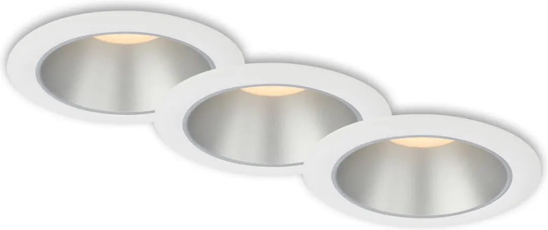 Briloner Leuchten - Set van 3 inbouwspots badkamer, LED inbouw, IP44 spatwaterdicht, warm wit licht, inbouwspot badkamer, wit - zilver, 95x54 mm