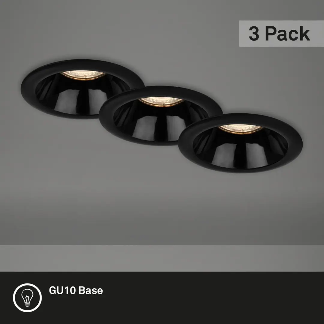 Briloner Inbouwspots GU10 Set 3 Stuks - 14.7W - 95x61mm - Zwart - afbeelding 3 van 6