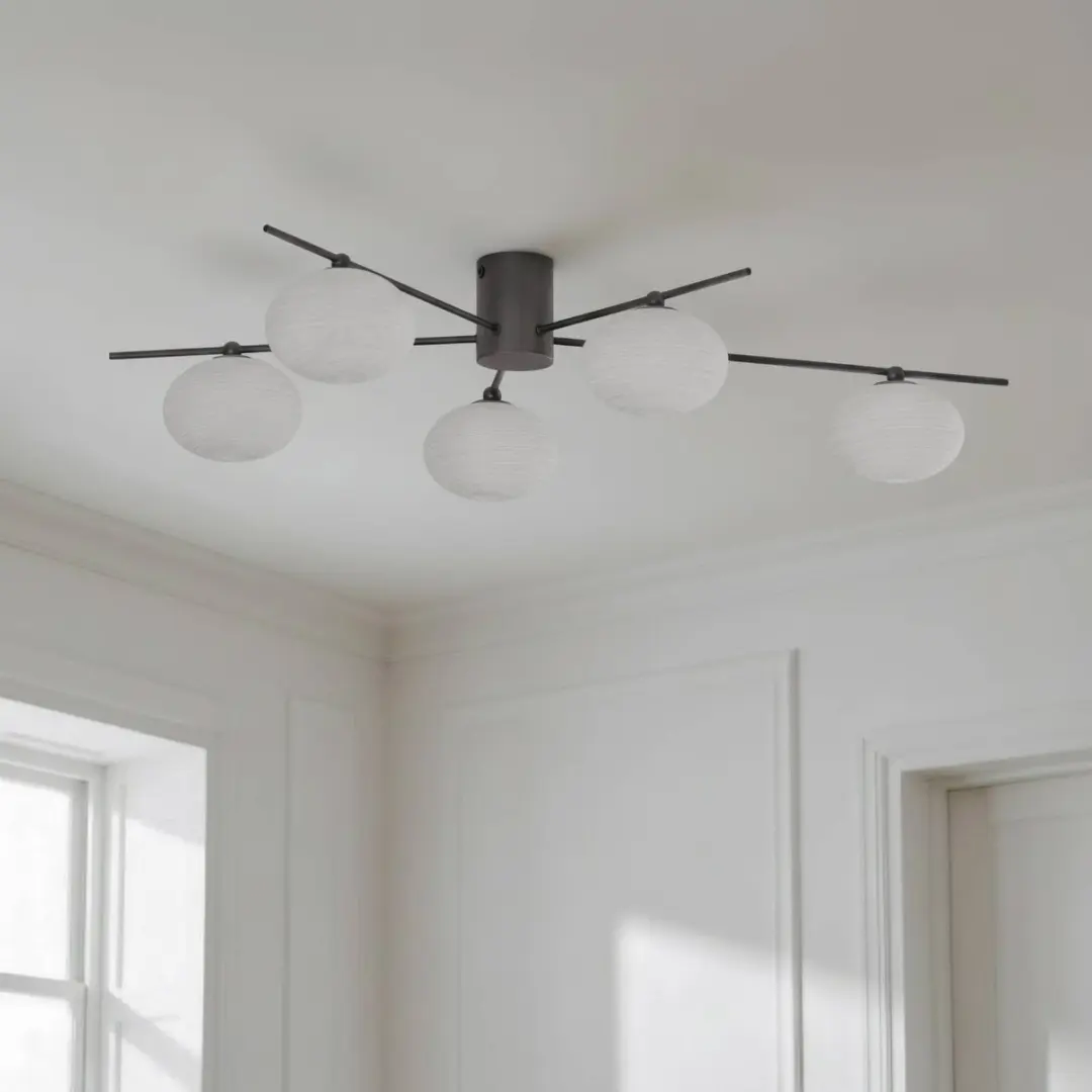 Lindby Plafondlamp 5-Lichts G9 - Zwart/Wit - afbeelding 5 van 6