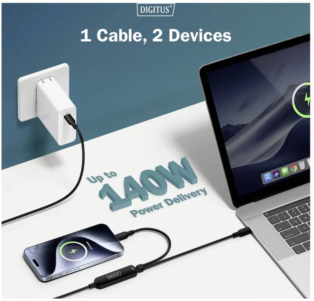 Digitus AK-300170-018-S USB-C-kabel 180cm - USB 2.0 - Zwart