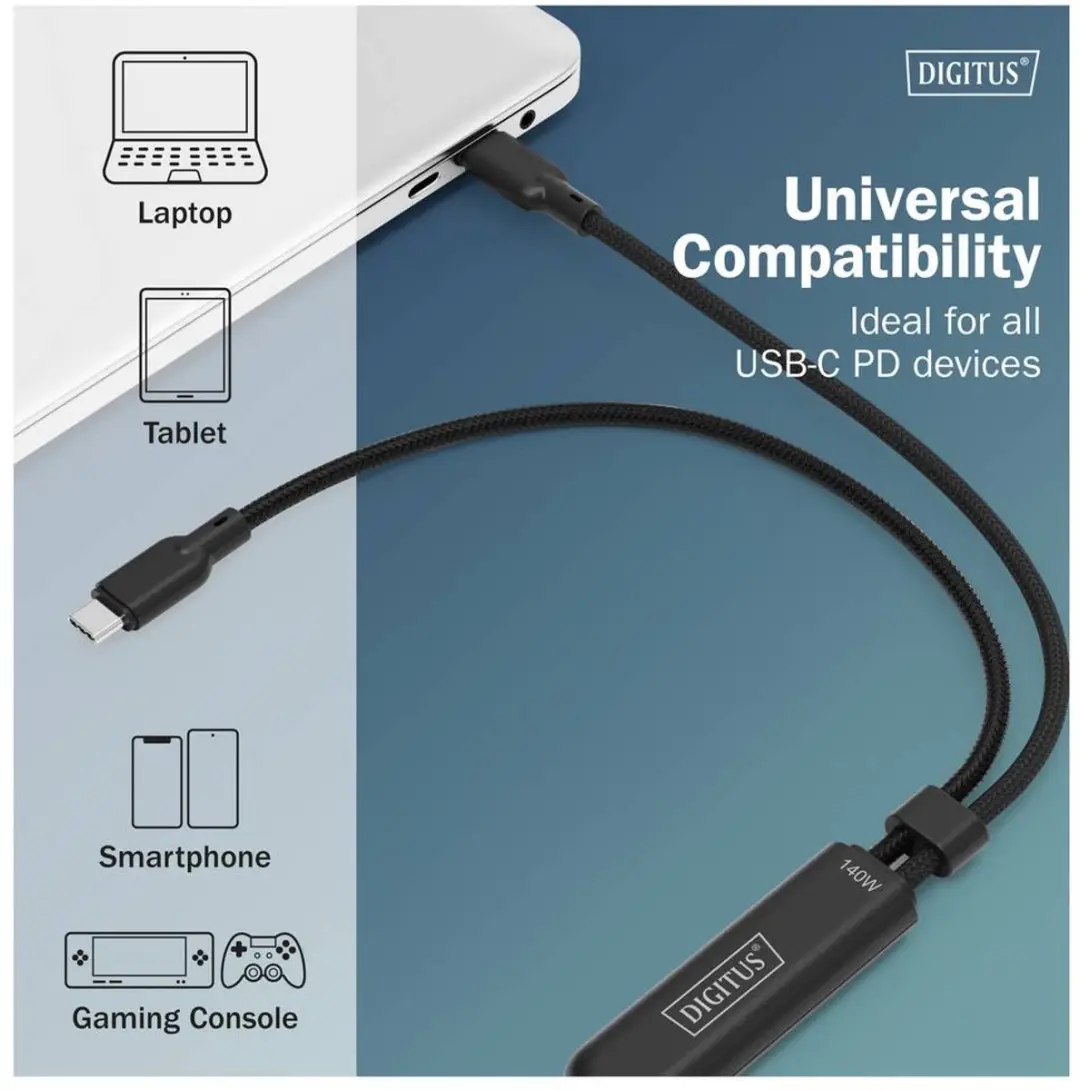Digitus AK-300170-018-S USB-C-kabel 180cm - USB 2.0 - Zwart