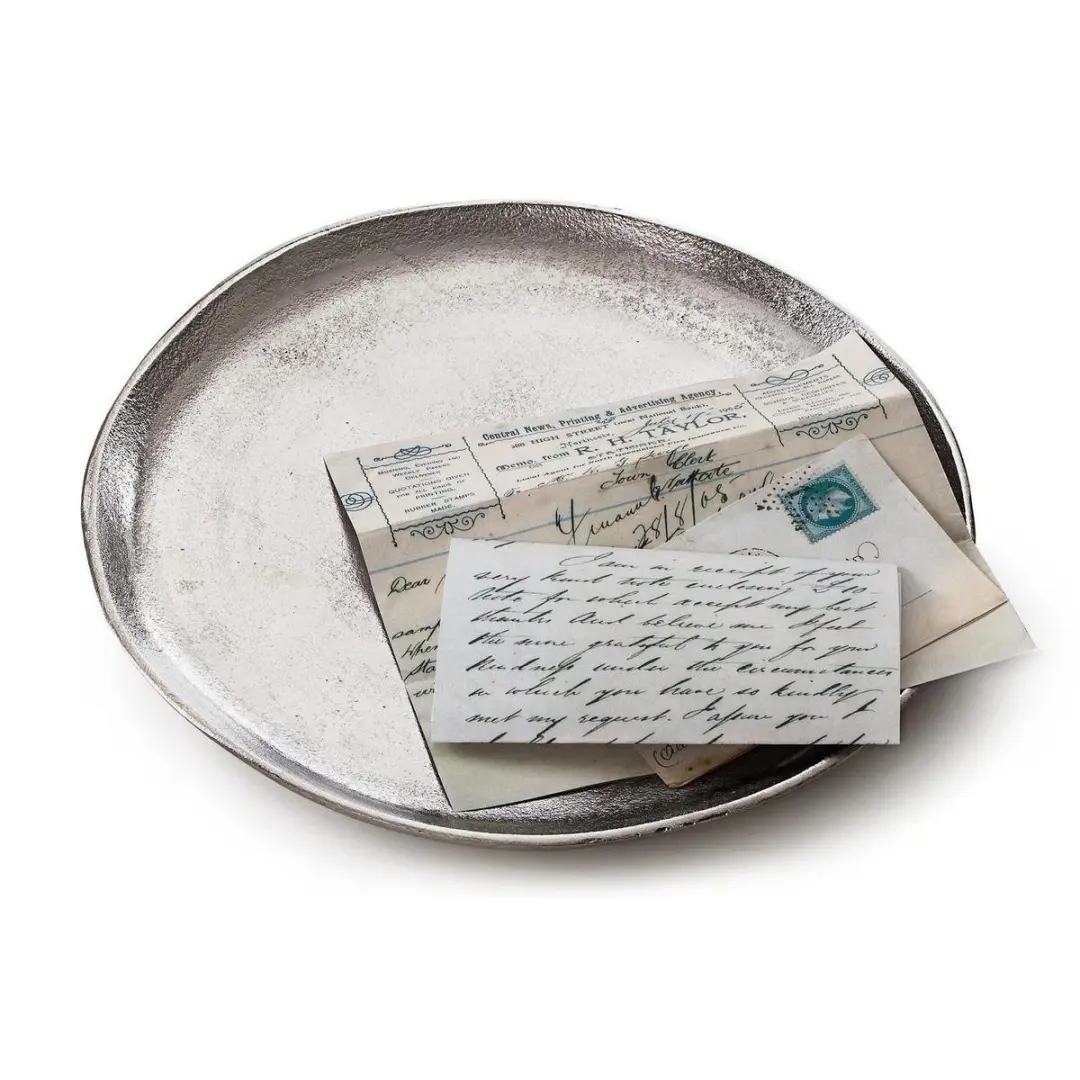 Loberon Dienblad Boon - 30cm - Antiekzilverkleurig