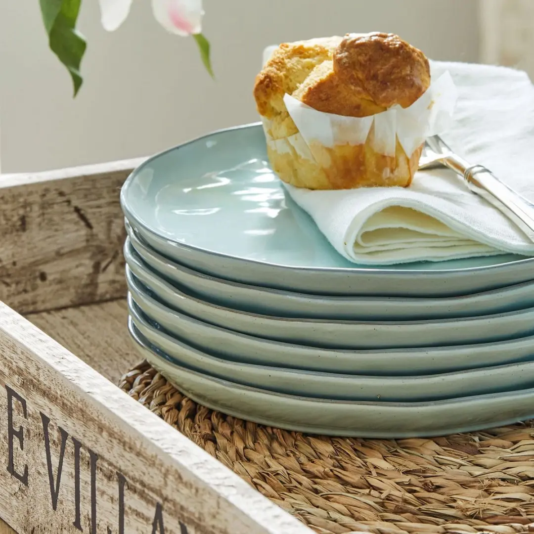 Loberon Dessertbordjes Biarré Turquoise - 6 Stuks