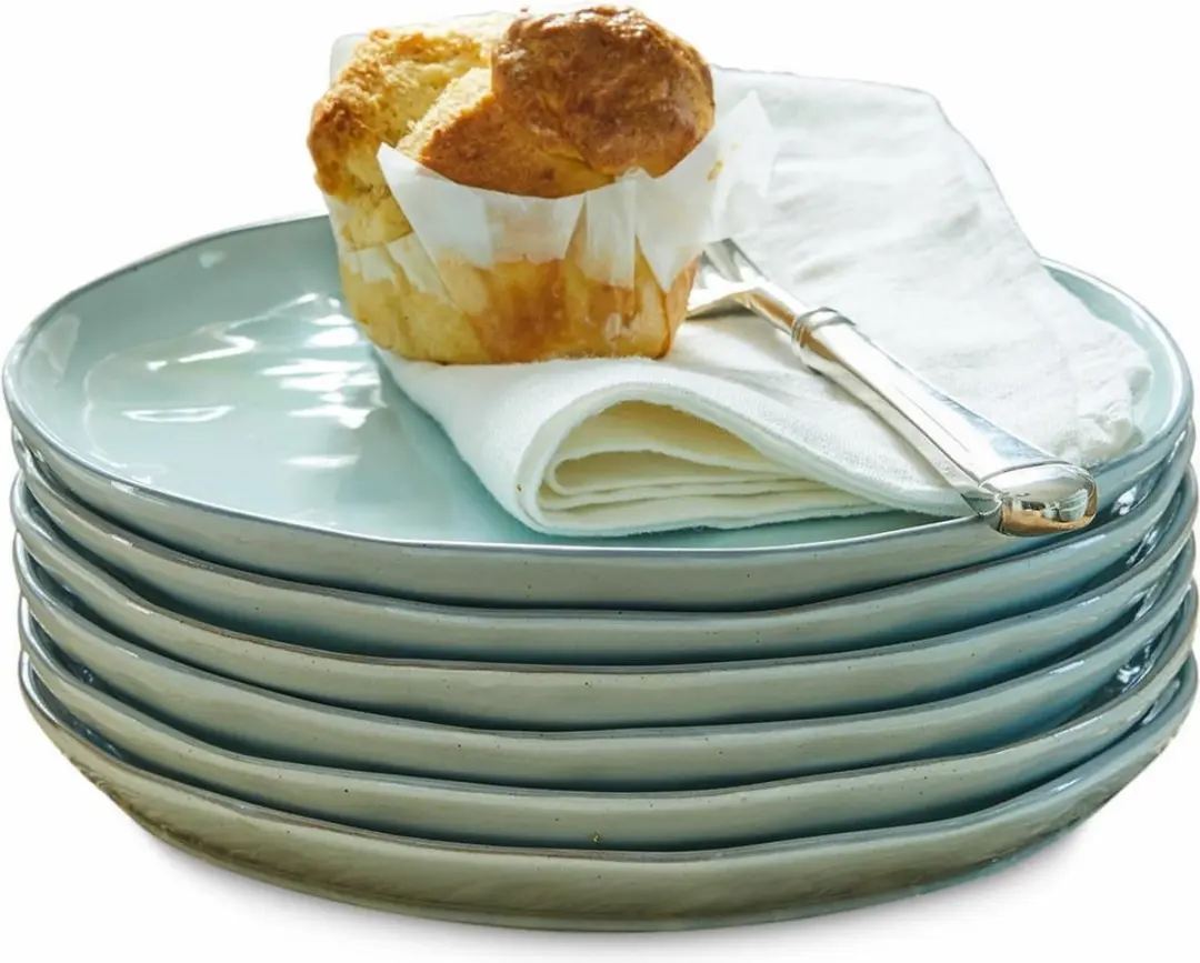 Loberon Dessertbordjes Biarré Turquoise - 6 Stuks