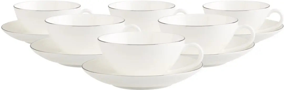 Teetassen mit Untertassen Anmut Platinum No.1 140 ml Set van 6