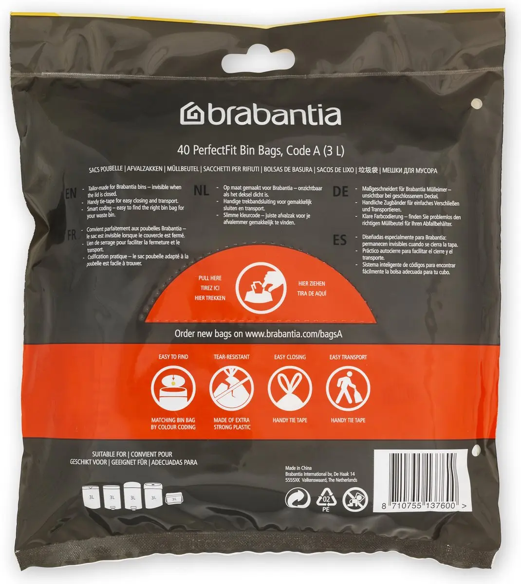 Brabantia PerfectFit Vuilniszakken 3L - 40 Stuks - afbeelding 3 van 6